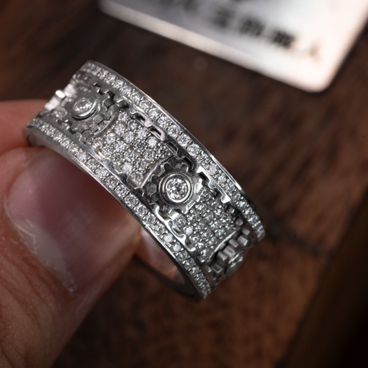 CZストーン付き回転ギアリングー S925 - N101220