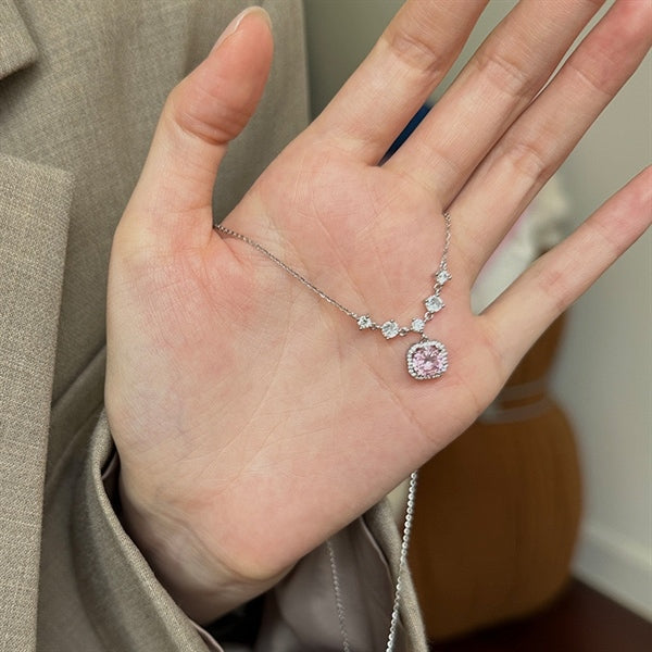 スクエアダイヤネックレス - s925 - D401024