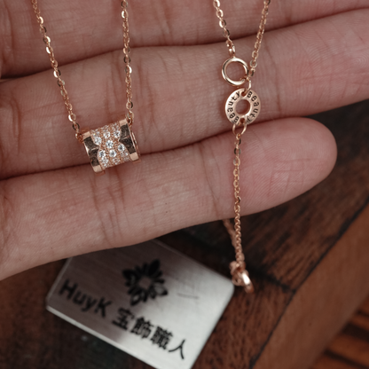 ピンクゴールドメッキ柱ペンダントネックレス - s925 - D000922