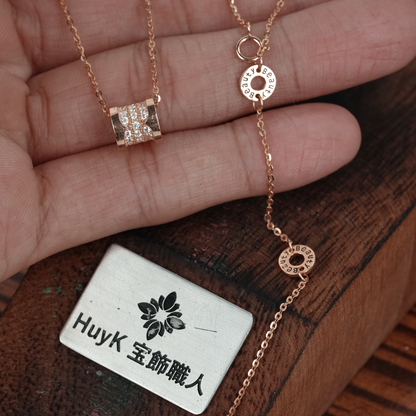 ピンクゴールドメッキ柱ペンダントネックレス - s925 - D000922