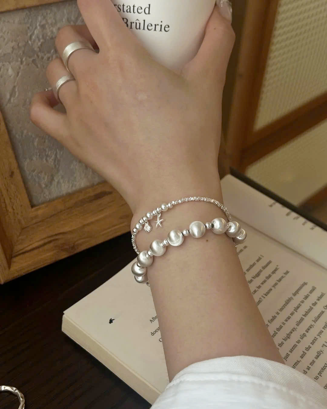 キャッツアイビーズブレスレット - アゲート -  L001274